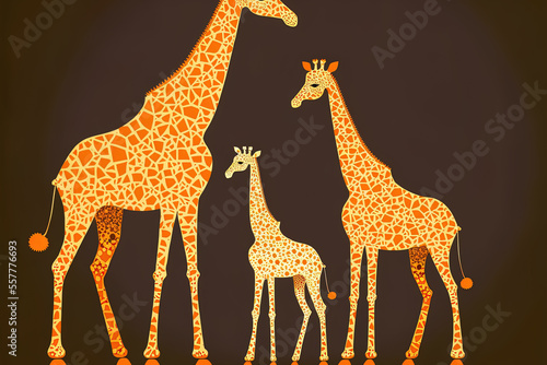 Giraffes of different sizes. a based image. Generative AI