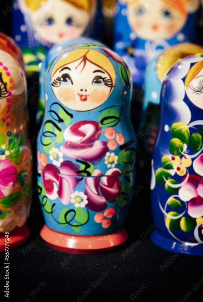 Fototapeta premium Brightly Painted Russian Babuska Dolls