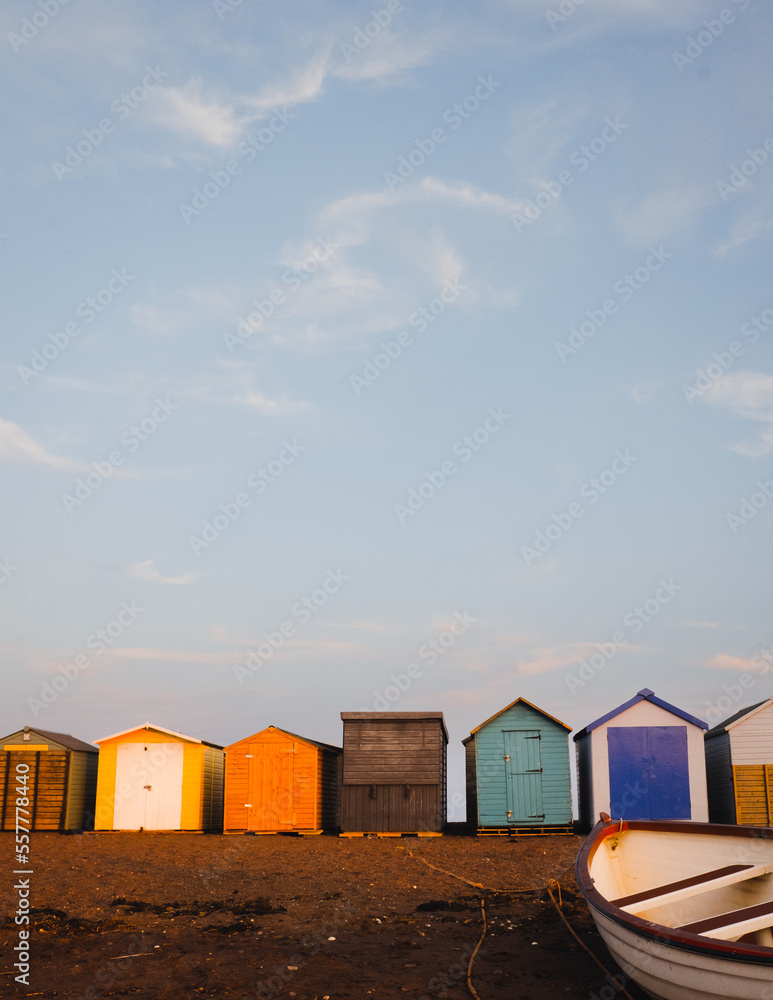 Beach Huts On Teignmouth's Back Beach At Sunset Beach Huts On Teignmouth's Back Beach At Sunset