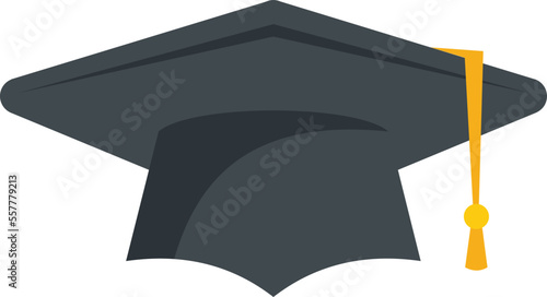 Academy graduation hat icon flat vector. School graduate. Degree cap isolated