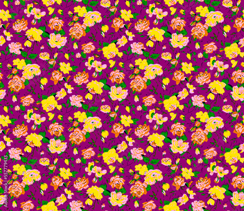 Blooming midsummer meadow seamless pattern. Plant backgrounds for fashion, wallpapers, print. There are a lot of different flowers on the field. Freedom style millefleurs. trendy flower design