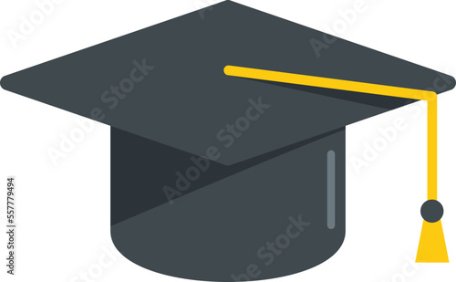 Grad school hat icon flat vector. College diploma. Student graduate isolated