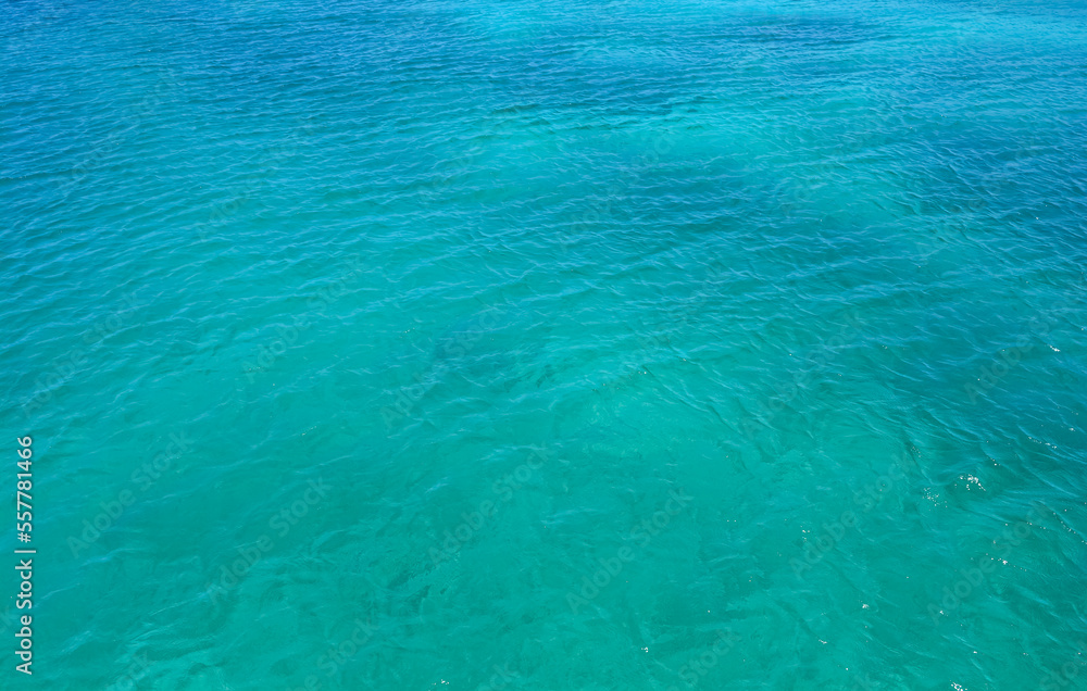 Obraz premium Azure Caribbean sea calm and clear water. Blue aqua marine background. 