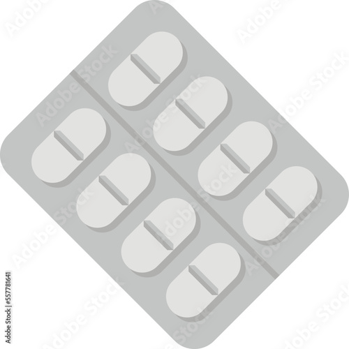 Tonsillitis pill blister icon flat vector. Tonsil mouth. Bacterial inflammation isolated