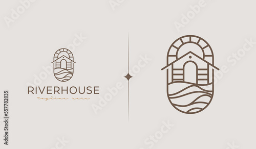 Rustic Retro Vintage Wooden Barn Farm logo Illustration. Universal creative premium symbol. Vector sign icon logo template. Vector illustration