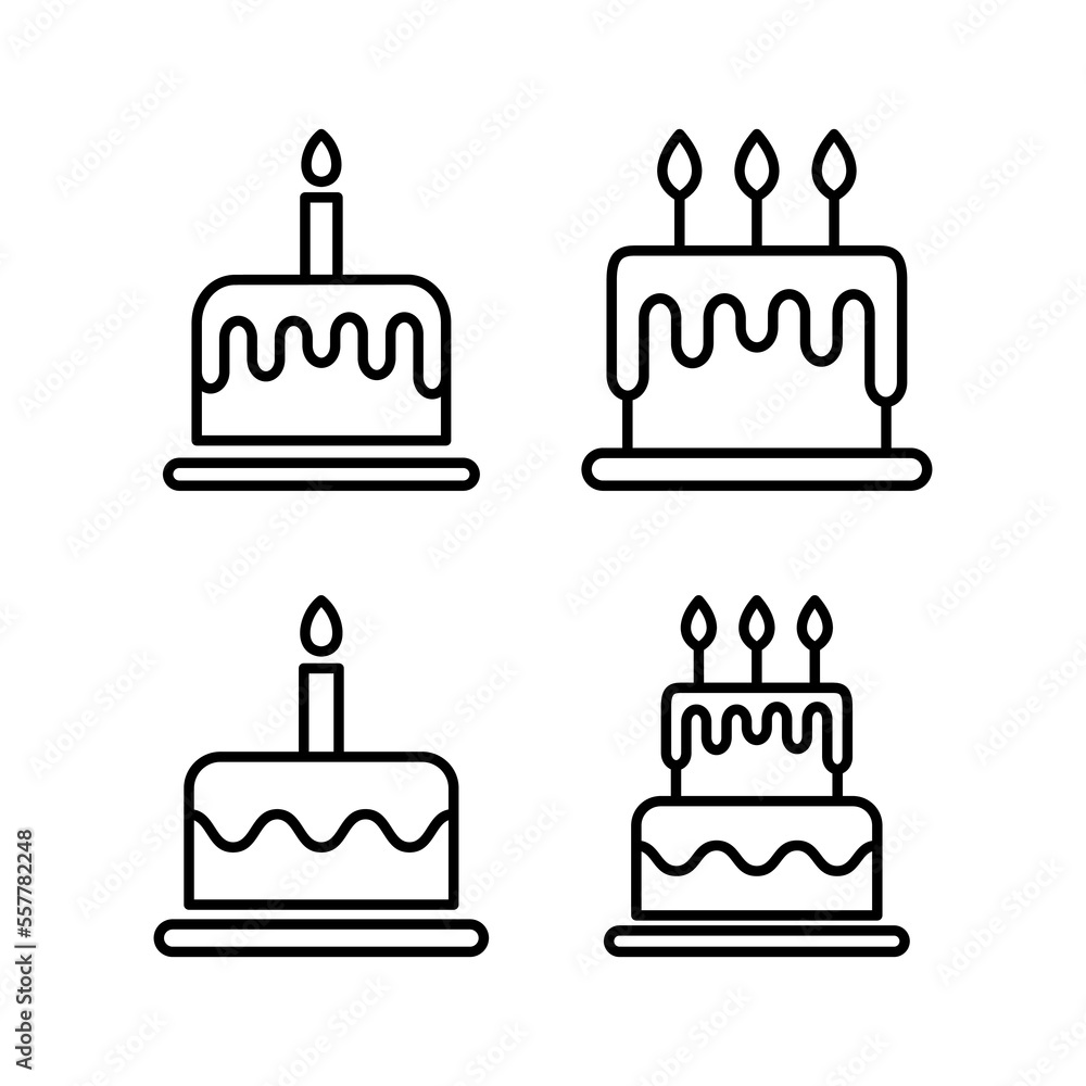 Cake icon vector for web and mobile app. Cake sign and symbol. Birthday cake icon Cake icon vector for web and mobile app. Cake sign and symbol. Birthday cake icon