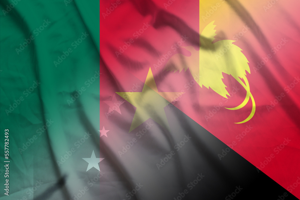 Cameroon and Papua New Guinea national flag international relations PNG KHM Cameroon and Papua New Guinea national flag international relations PNG KHM