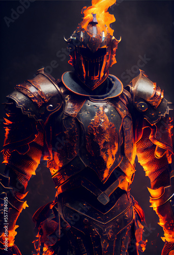 man wearing fire armor ai art