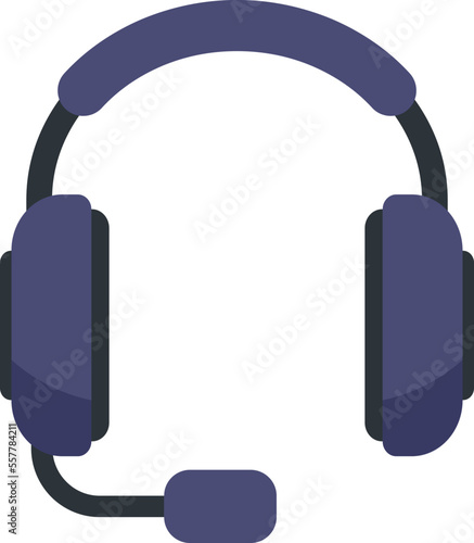 Helpline headset icon flat vector. Call support. Service center isolated