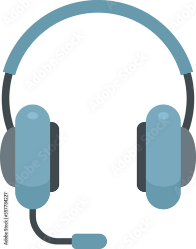 Dj headset icon flat vector. Customer headphone. Phone center isolated