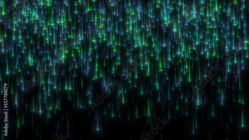 Green particles line falling, Glow particle.