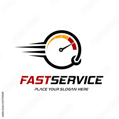 Fast abstract service vector logo. Template design suitable for speed technology, quickly, machine and automotive.