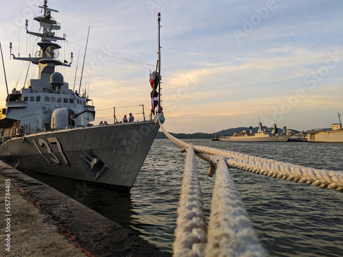 Lumut, Perak, December 29 2022 : Royal Malaysian navy ships exhibited to the public at the ARMADA open day of the Lumut Perak TLDM Base. photo