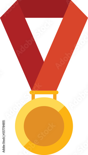Medal exam icon flat vector. Study final. Cap thesis isolated
