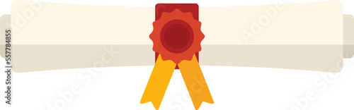 Diploma roll icon flat vector. Test study. Exam final isolated