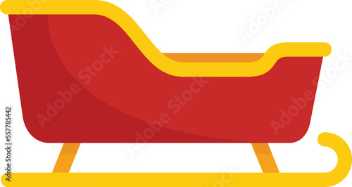 Christmas sleigh icon flat vector. Santa sledge. Claus reindeer isolated