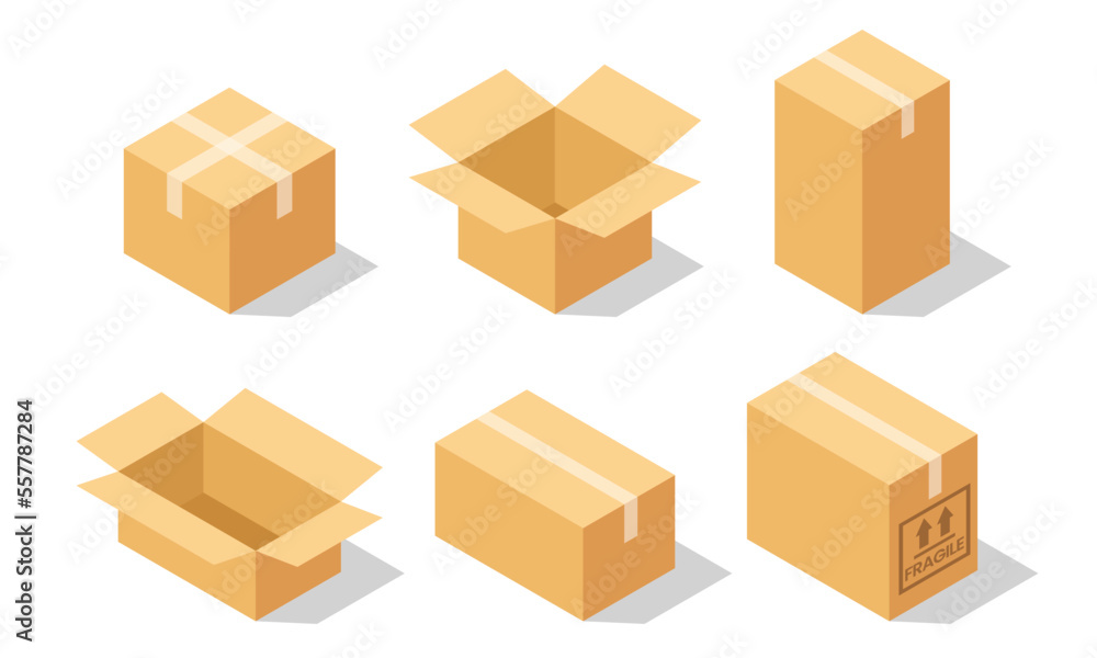cardboard boxes for shipping collection set. Carton box vector illustration cardboard boxes for shipping collection set. Carton box vector illustration