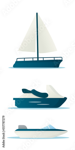set of boat vector illustrations. Sea transport illustration