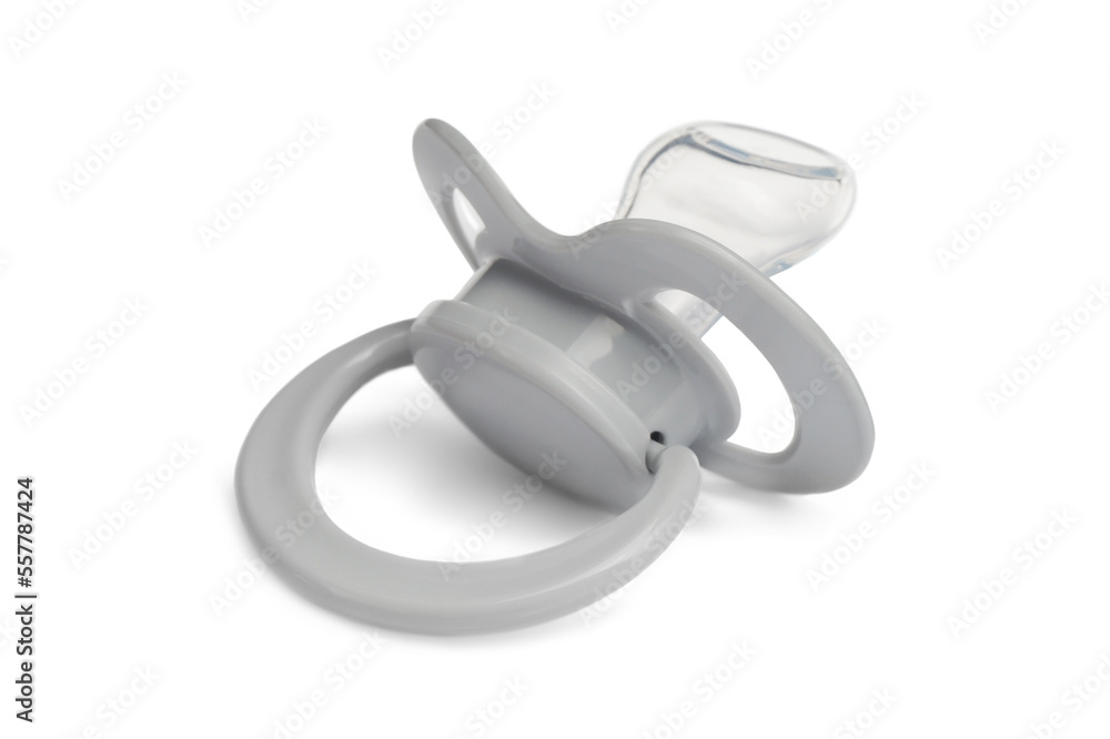 New light grey baby pacifier isolated on white New light grey baby pacifier isolated on white