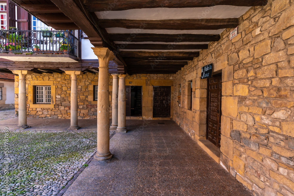 Ground floor of the traditional houses of Fuenterrabia or Hondarribia in the old part, Gipuzkoa Ground floor of the traditional houses of Fuenterrabia or Hondarribia in the old part, Gipuzkoa