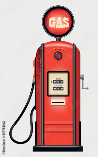 vector simple retro gas station in red color