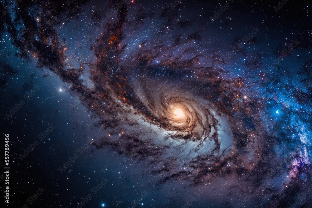 Obraz premium Milky Way galaxy in the cosmos, containing stars and cosmic dust. Generative AI