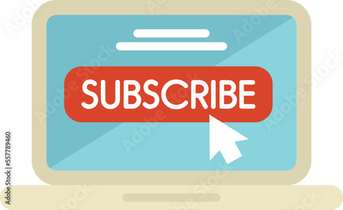 Subscription laptop icon flat vector. Model service. Plan economy isolated