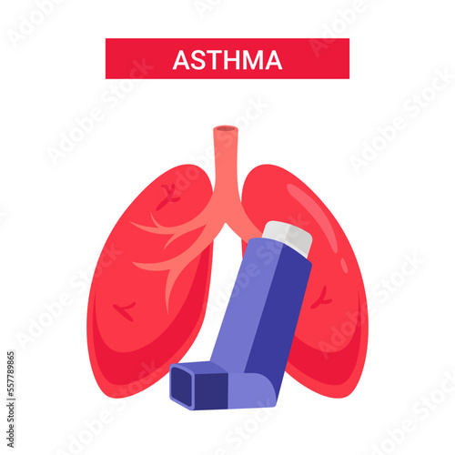 Asthma vector,  flat style lung design illustration