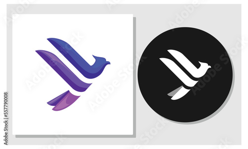 Flying bird logo with forked tail feathers