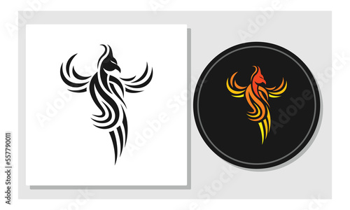 Flying bird logo design with strip