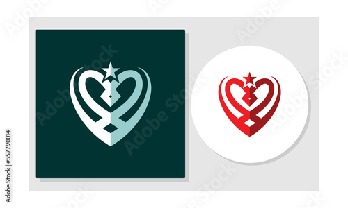 Heart logo design on it star and square in the middle
