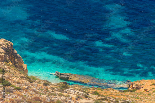 Crystal clear turquoise water down the Dingli Cliffs   Malta