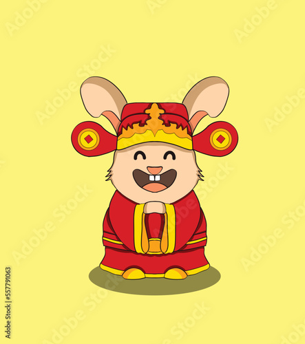 Cute rabbit zodiac illustration with chinesse style for chinesse new year.  photo