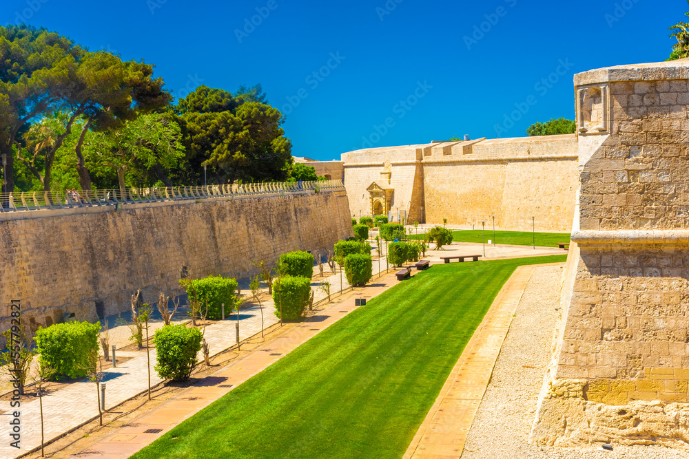 Mdina, Malta, 21 May 2022:  Walls of the fortified medina town center