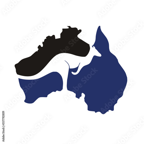 Australia map with simple kangaroo in the middle