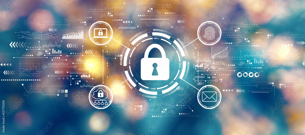 Internet network security concept with blurred city lights at night Internet network security concept with blurred city lights at night