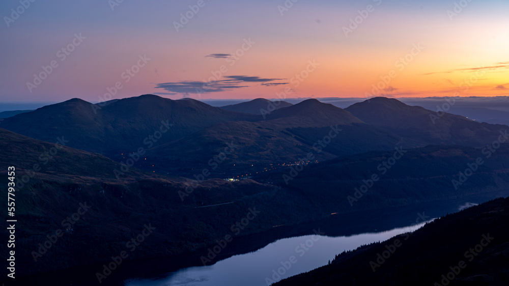 Highland peaks after sunset