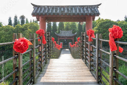 Canvas Print The bridge of Dujiangyan Irrigation System in Chengdu city, China