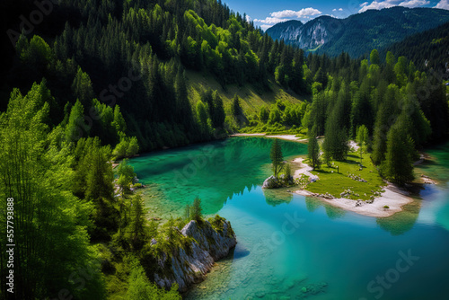 Beautiful scenery captured in a panorama in the Carinthia area of Slovenia s Vuzenica Valley. Generative AI