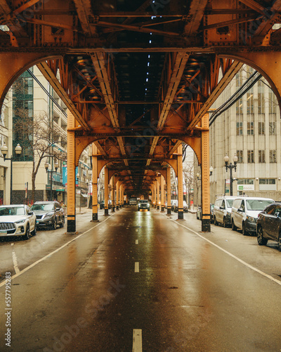 Train tracks over streets