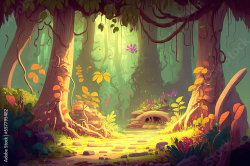 Cute magic fantasy forest