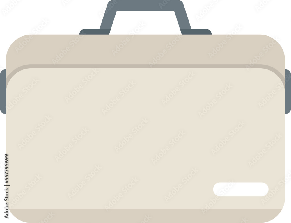 Laptop briefcase icon flat vector. Case bag. Closed suitcase isolated Laptop briefcase icon flat vector. Case bag. Closed suitcase isolated
