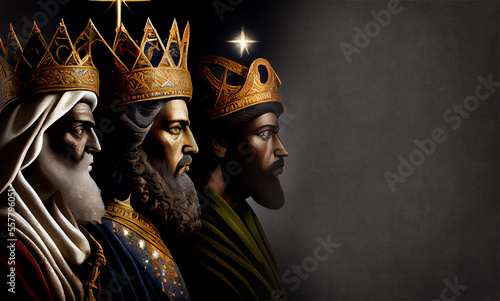Stampa su tela The three wise men portrait, melchior, caspar and balthazar