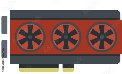 Video card chip icon flat vector. Computer gpu. Graphic fan isolated