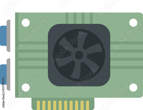 Video card ram icon flat vector. Computer gpu. Display pc isolated