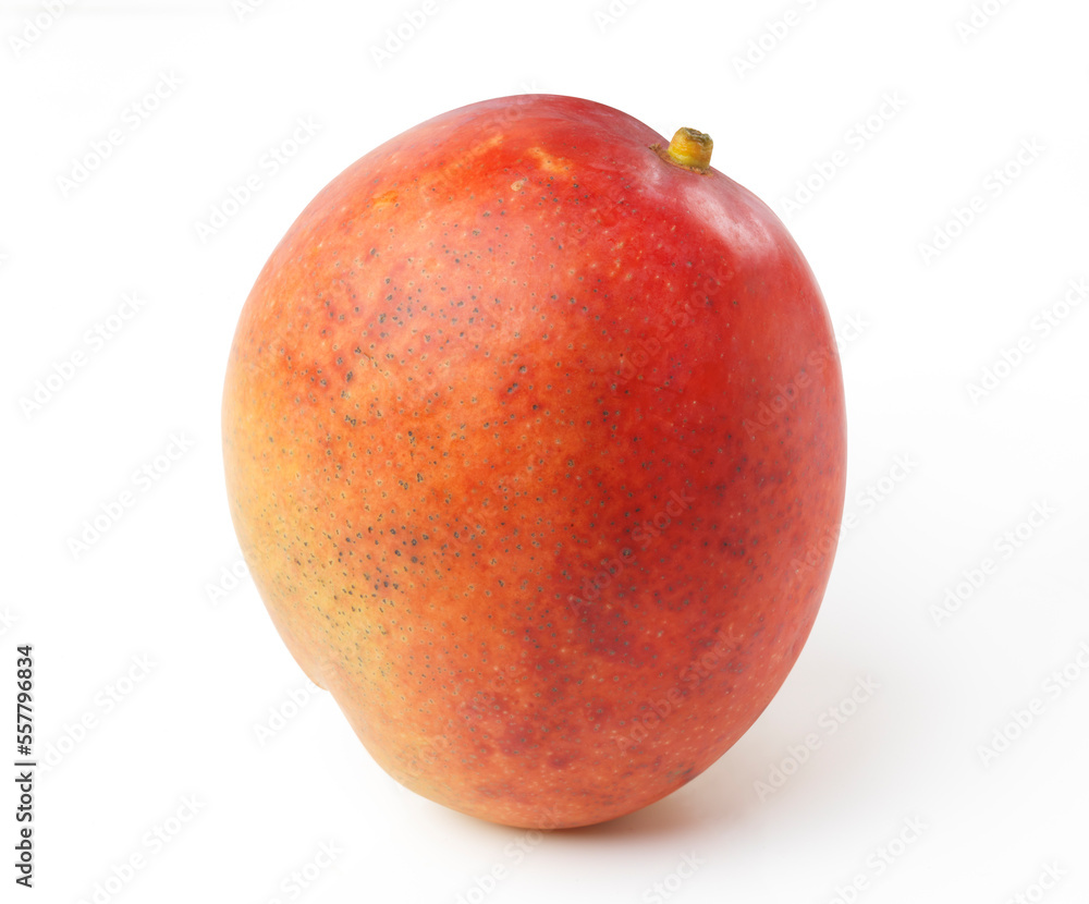 Ripe red Kent mango fruit closeup - obrazy, fototapety, plakaty 