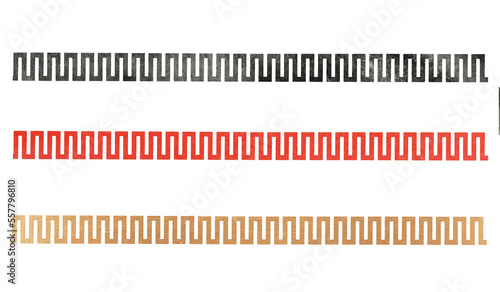 watercolor painting line frame gold black and red abstract hand drawn. png background. asian style. 