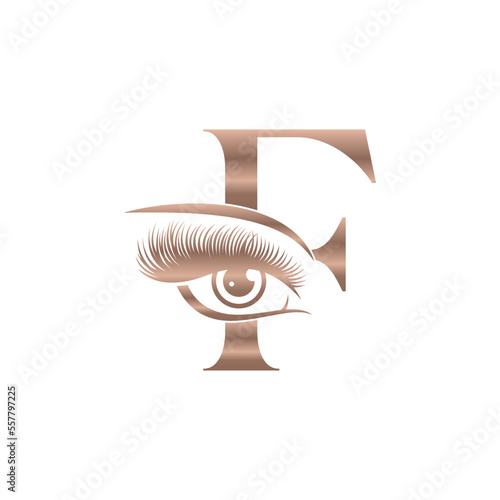 Luxury Beauty Eye Lashes Logo Letter F