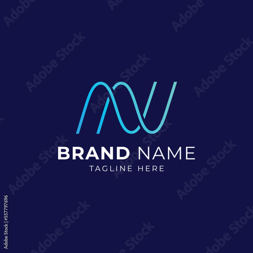 N Letter Logo With Sine Wave Connection Illustration, Technology Logo Icon template.