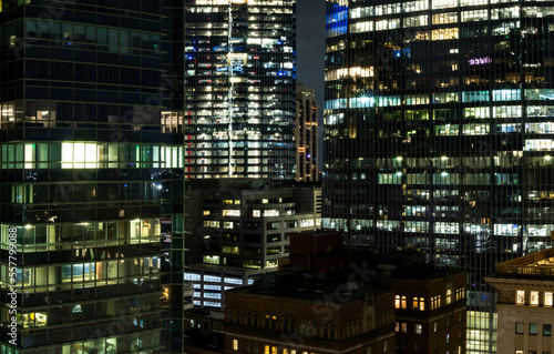 City Lights of the Houston Downtown Cityscape Captured at Night on a December Day